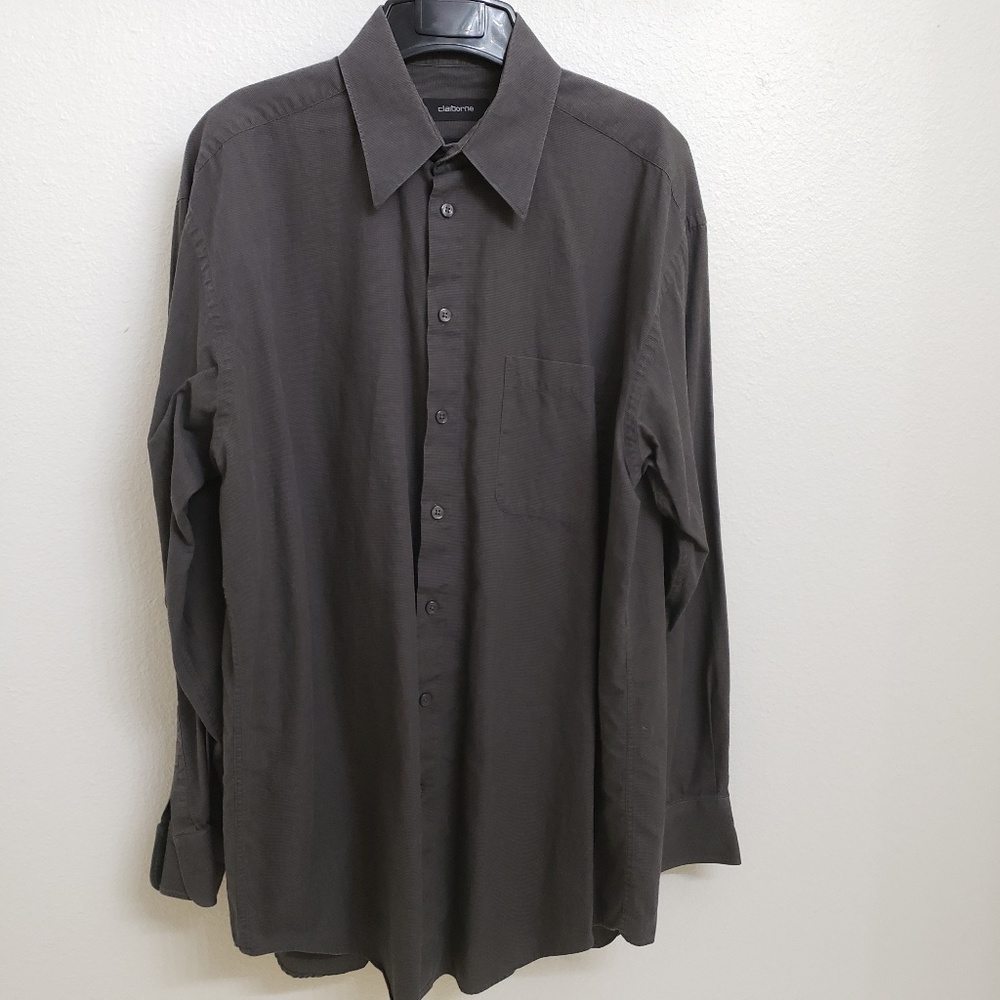 Claiborne Long Sleeve Gray Shirt Large